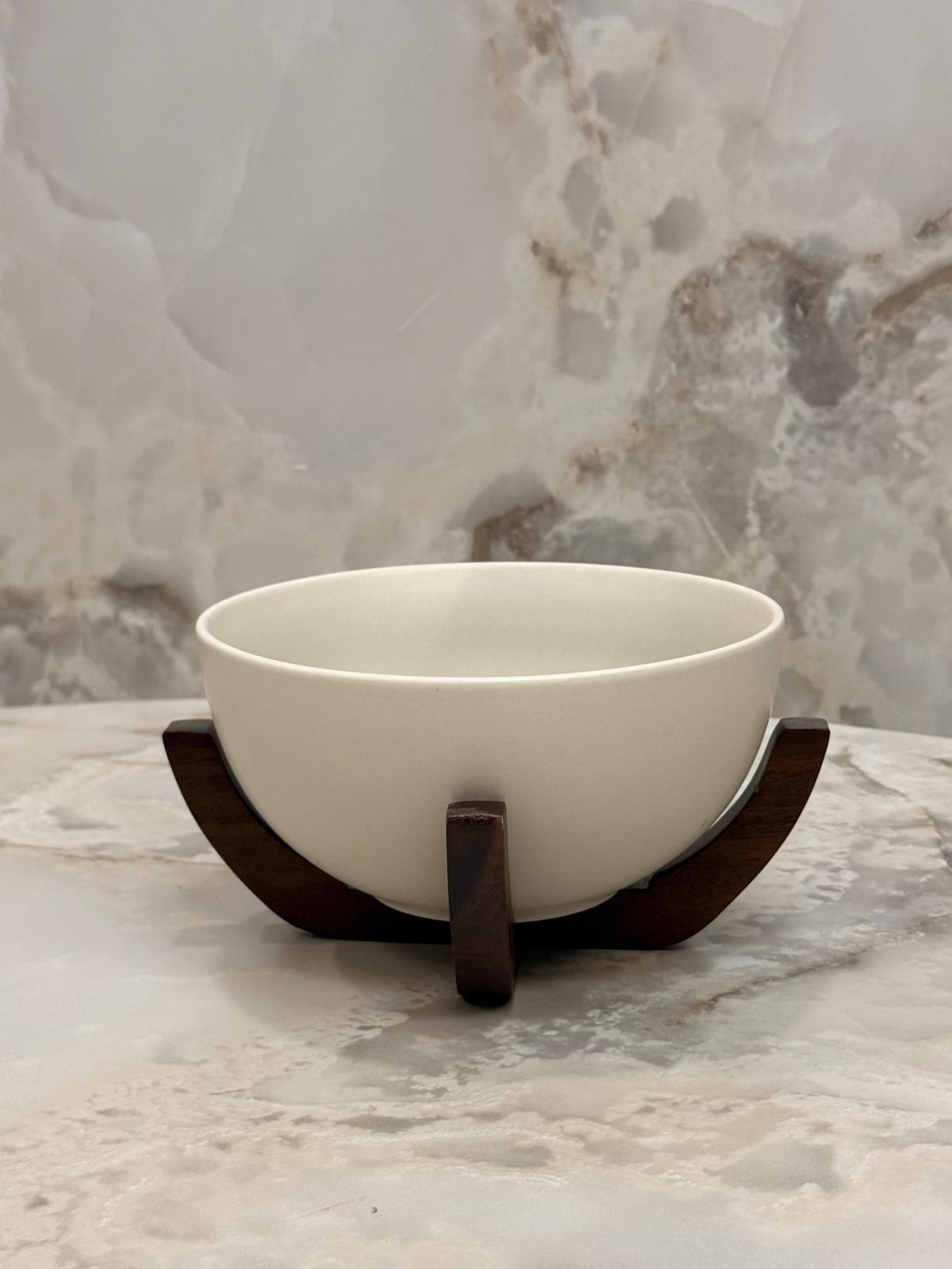 Bavary Terra Keramikschale mit Holzfuß, 7''