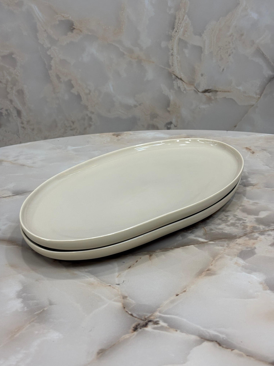 Bavary Oval Servis Tabağı – 2’li | Beige Capital
