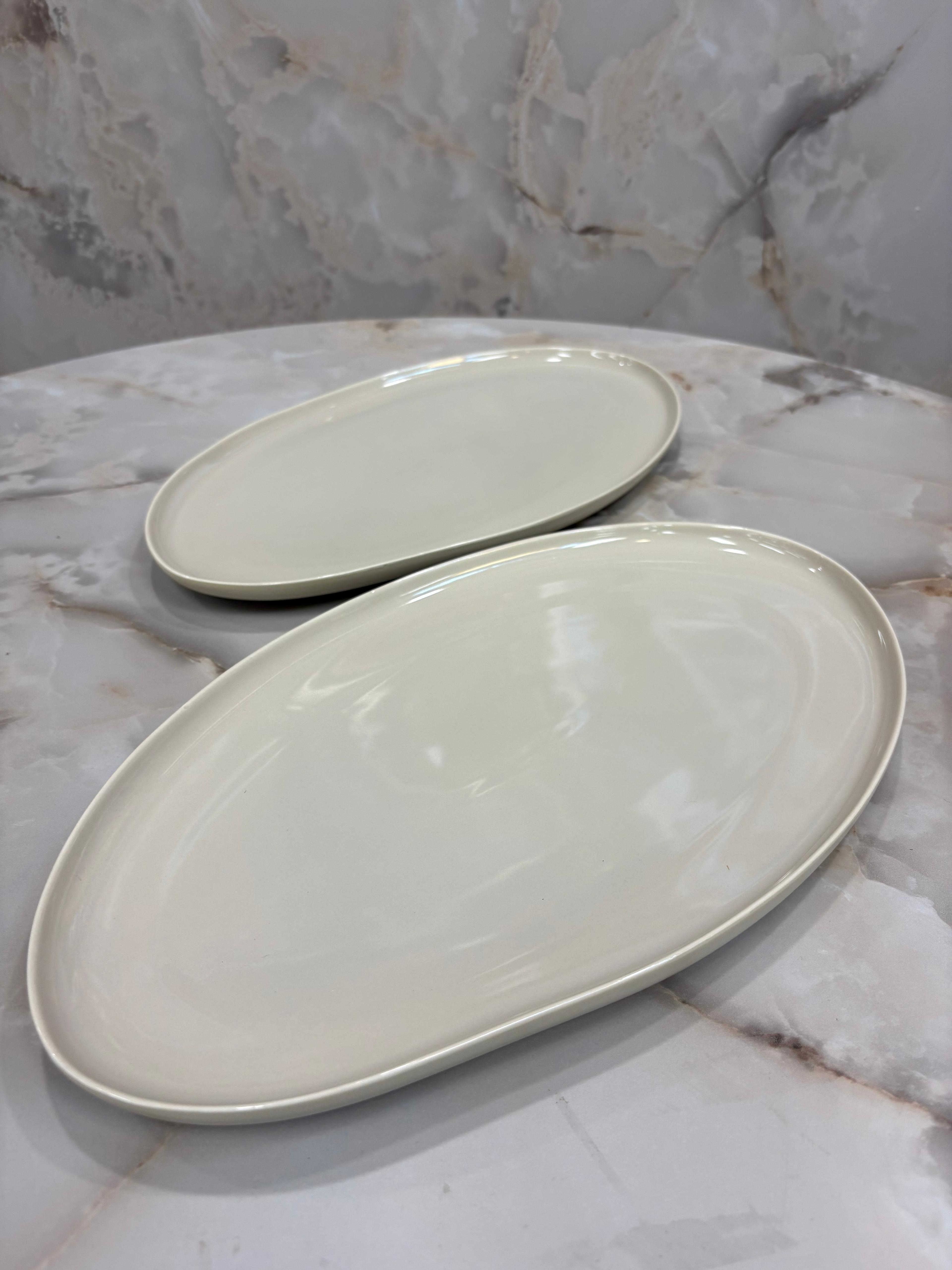 Bavary Oval Servierplatte – 2er-Set | Beige Capital