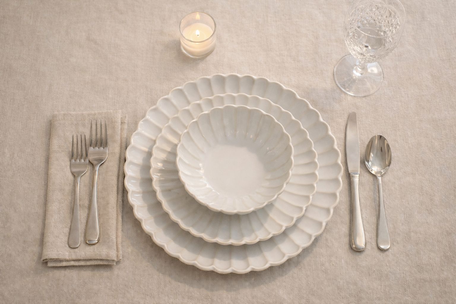 Bricard Paris 25-delig porseleinen servies | Beige | 25-delig | Voor 6 personen