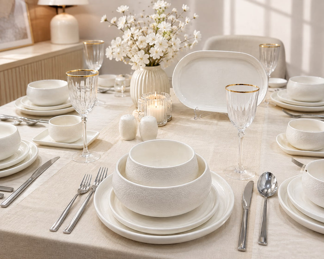 Mulex | Service de table – Blanc – 27 pièces pour 6 personnes – Porcelaine