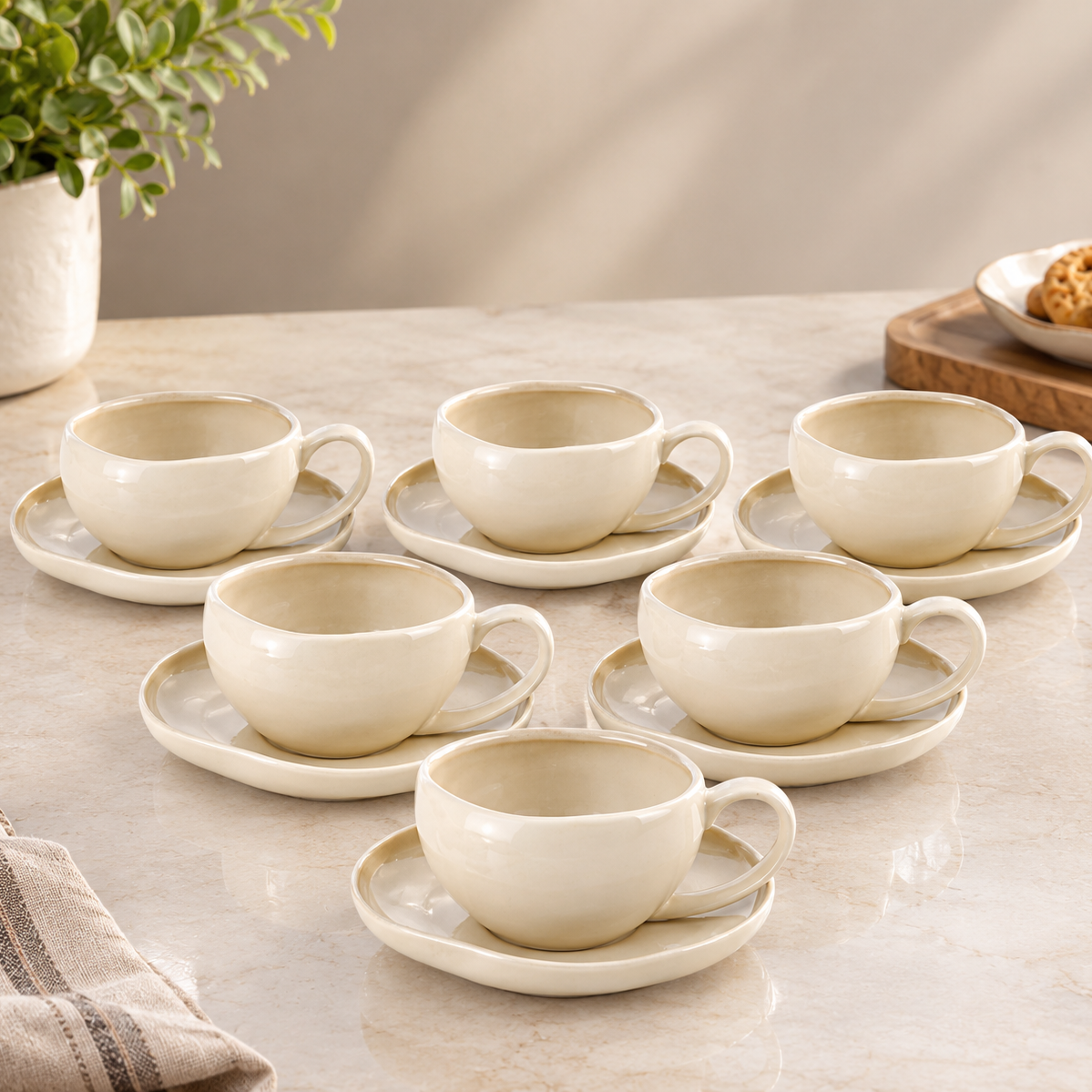 Set di 12 tazze Bricard Barles color taupe, 225 ml