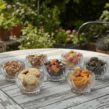 Kadoland-set van 6 glazen schaaltjes met spiraalvormig ontwerp voor zoetigheden en snacks