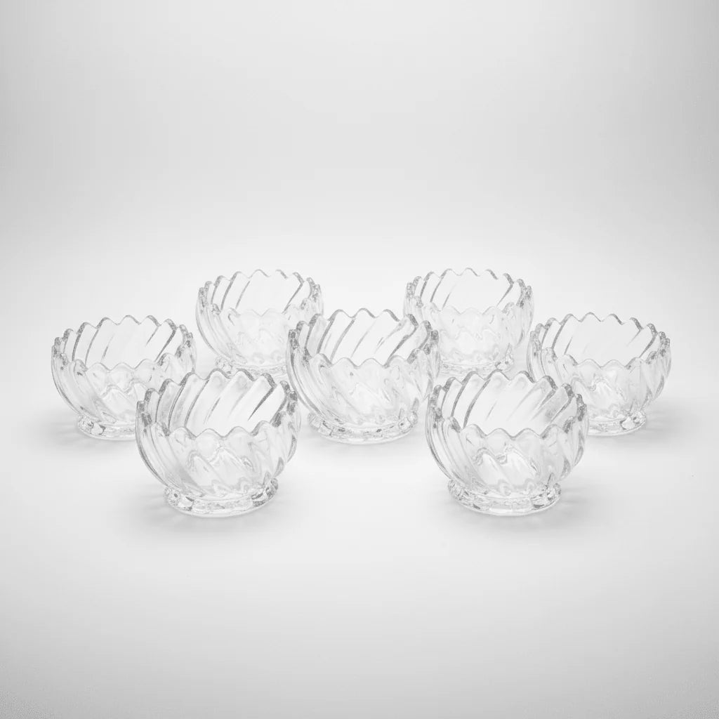 Kadoland-set van 6 glazen schaaltjes met spiraalvormig ontwerp voor zoetigheden en snacks