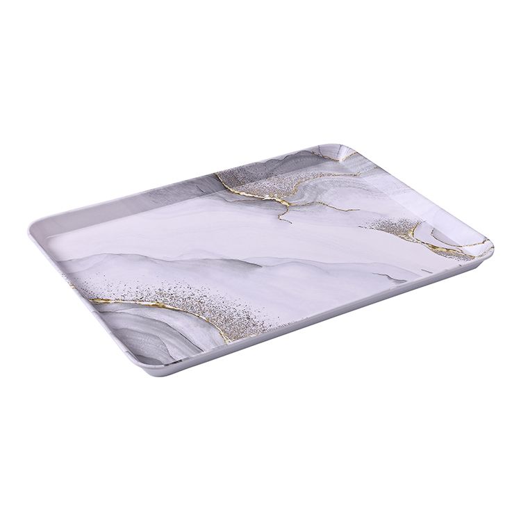 BRICARD MELAMİN SERVİS TEPSİSİ 101 | BEYAZ MERMER 42 × 31 CM