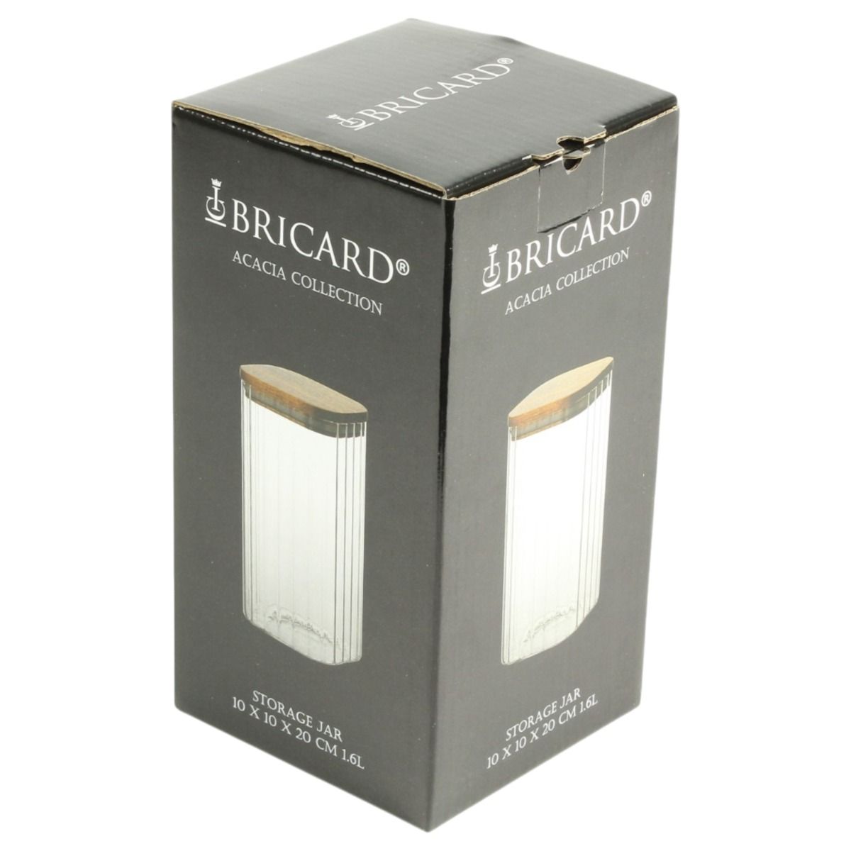 Bricard Acacia Glas-Vorratsbehälter, groß | 10 x 10 x 20 cm, 1,6 l