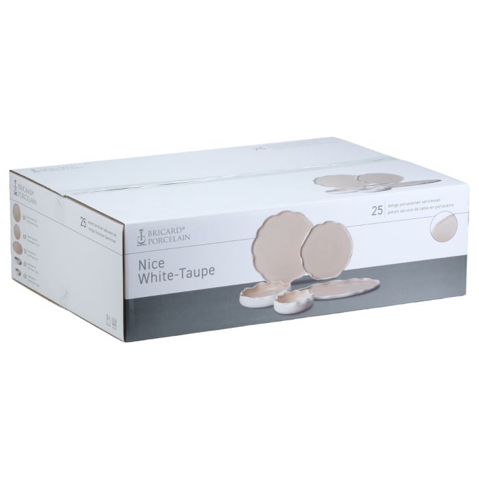 Bricard Nice 25 Parça Yemek Takımı | Beyaz-Taupe