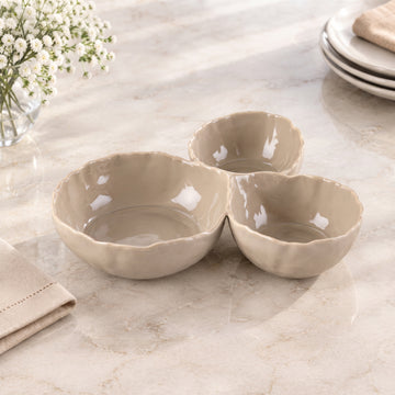 Bricard Nimes 3 Bölmeli Taupe Porselen Kase 22,5 cm