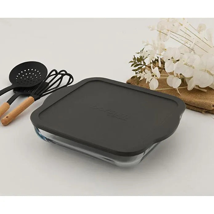 Paşabahçe 59024 Pirofila in vetro con coperchio grigio da 3200 cc, 1 pezzo