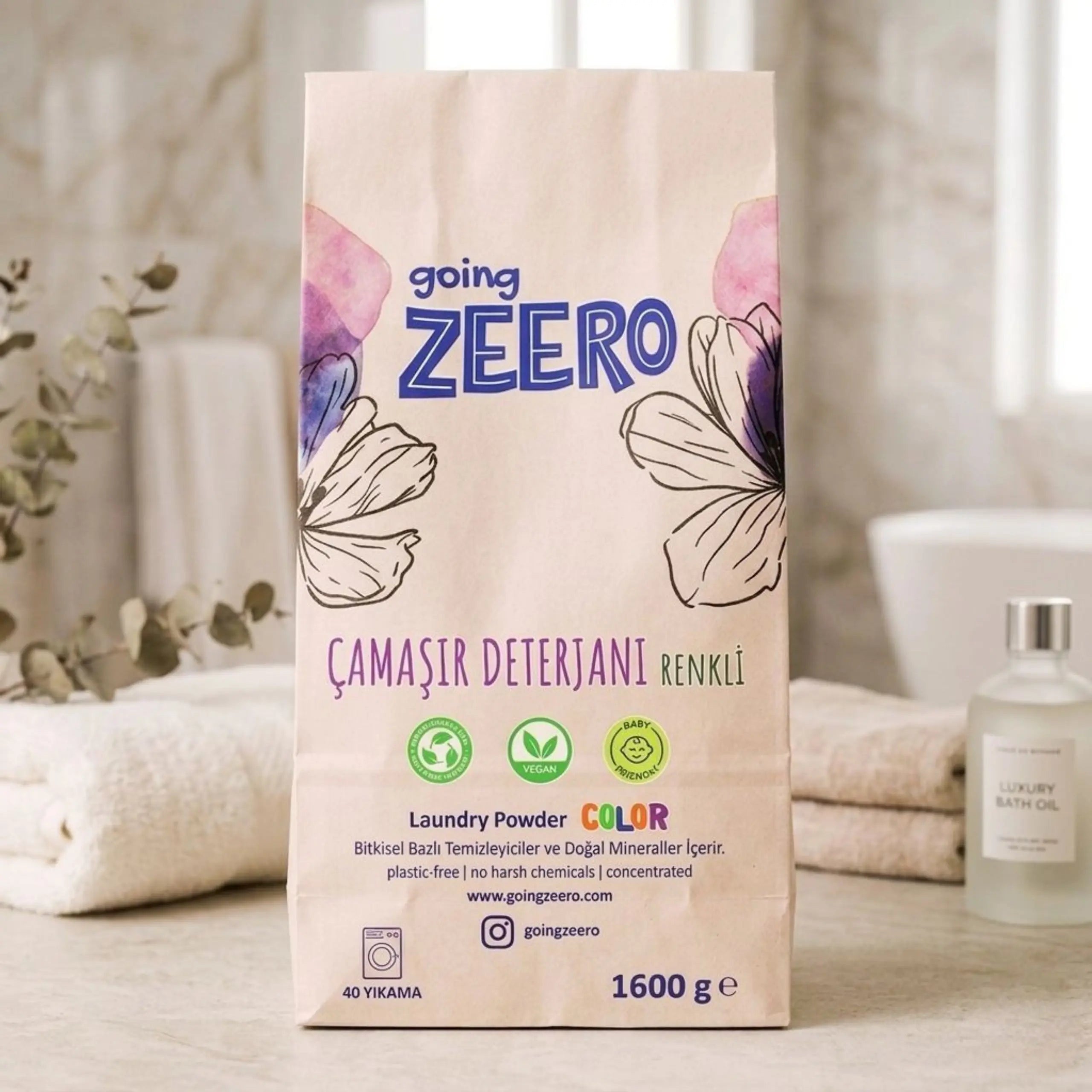 Zeero Natuurlijk geconcentreerd wasmiddel voor gekleurd wasgoed - Op basis van plantaardige en minerale ingrediënten - 40 wasbeurten
