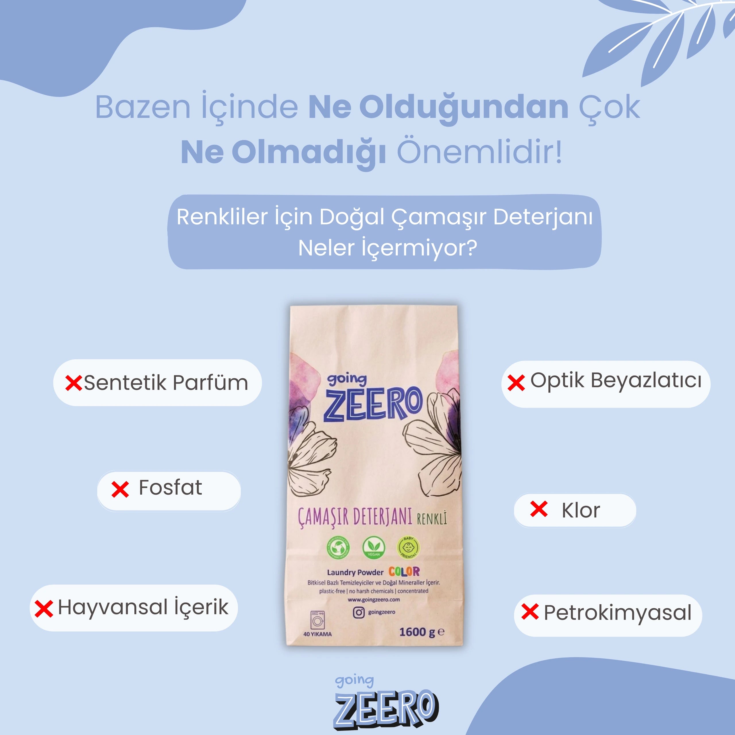 Zeero Natuurlijk geconcentreerd wasmiddel voor gekleurd wasgoed - Op basis van plantaardige en minerale ingrediënten - 40 wasbeurten