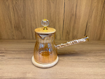 Amber Koffiepot/Cam Cezve Dekoratif Kapakli