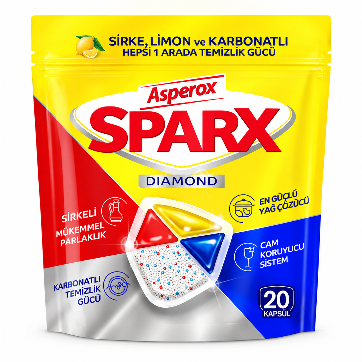 Asperox Sparx Diamond Bulaşık Makinesi Kapsülü 20 Adet