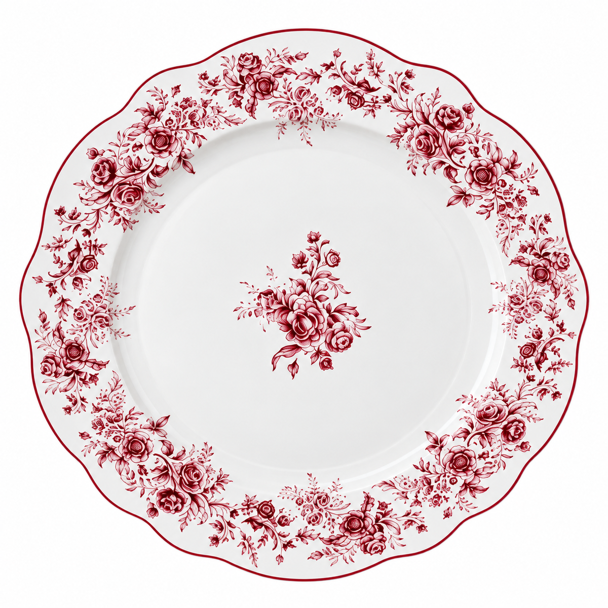 Bavary Vintage 25 parça 6 kişilik Porselen Yemek Takımı- Toscana Pembe çiçek desenli