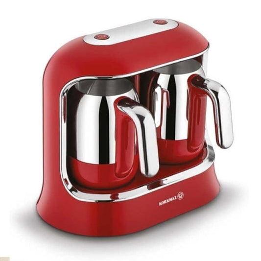 Korkmaz Kahvekolik Twin Double Rood/Chroom Turkse koffiemachine / A861