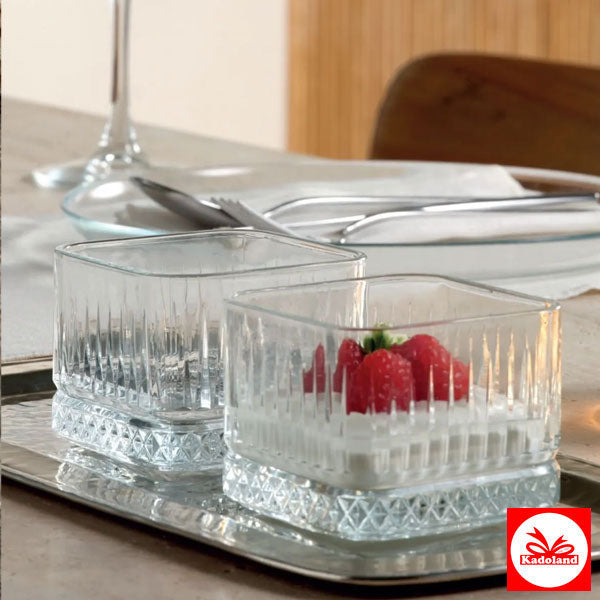 Paşabahçe 530138 Elysia Quadratische Keksdose – Schale – Frühstücksschale – Sauciere 235 ml – 4 Stück