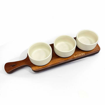 Bavary Terra Atıştırmalık Seti 3 Parça Servis Seti – Akasya Ahşap Sunum Tahtası 7 x 4 cm / ALZ-P182401