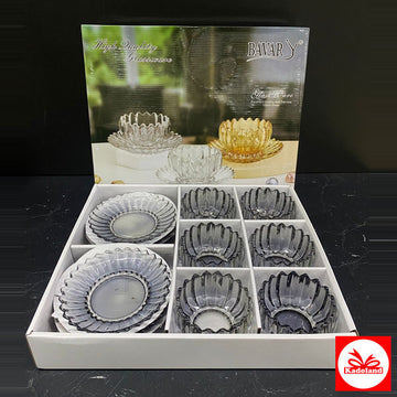 Kadoland Bavary Antrasit 12 Pcs. 6 Kişilik Cam Sunumluk Set / Service de service en verre 12 pcs