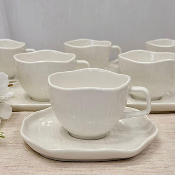 Kadoland Clover Wit Coffee Cup Set 6 persoon 12 pcs / Groot - 200 ml