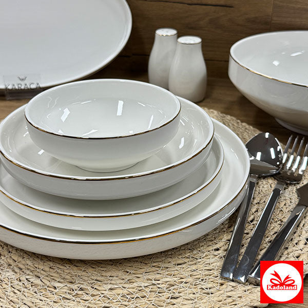 Kadoland Mira Gold 28 Parça Yemek Takımı | Yemek Takımı | Dinnerware Set | Service de vaisselle