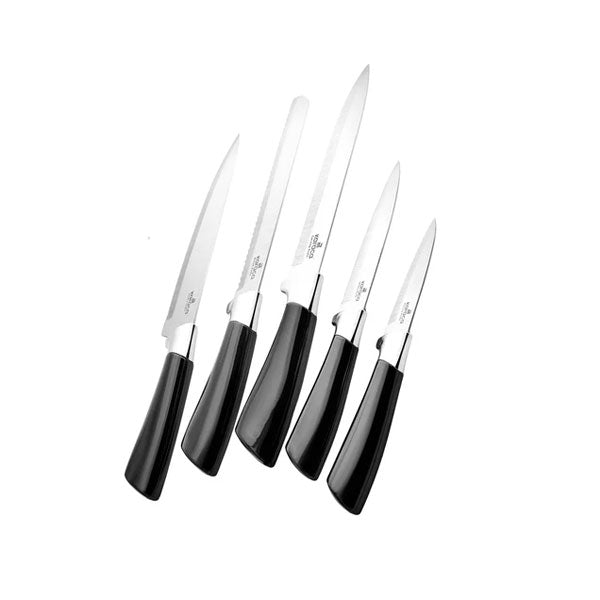 Karaca Mastersharp – 6 Parça Bıçak Seti – Siyah - Roestvrij Staal – Ergonomische Handgrepen – Inclusief Stijlvolle Tutucu