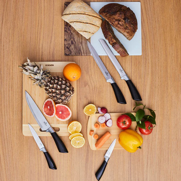 Karaca Mastersharp – 6 Parça Bıçak Seti – Siyah - Roestvrij Staal – Ergonomische Handgrepen – Inclusief Stijlvolle Tutucu