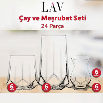 Lav alya 24 parça meşrubat seti