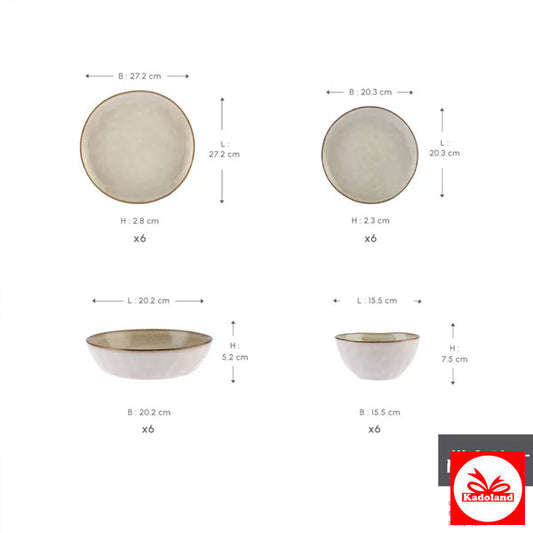 Karaca Aria Beige Reactive 24 Parça 6 Kişilik Yemek Takımı
