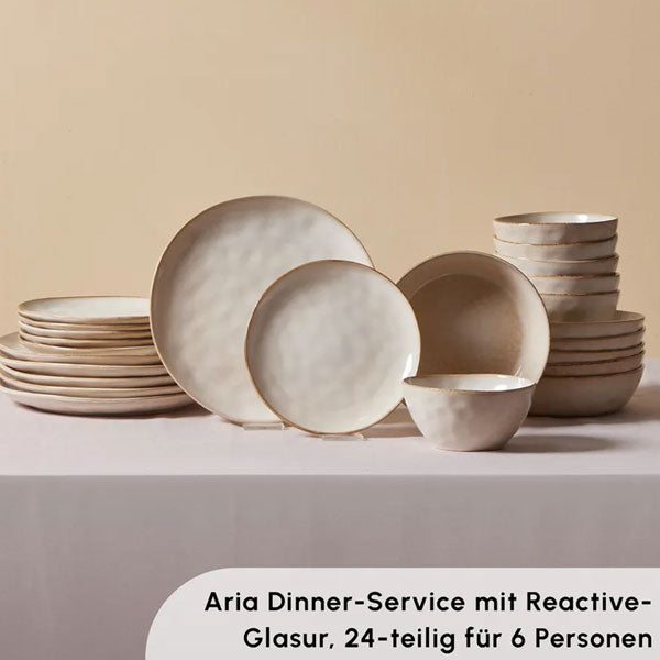 Karaca Aria Bej Reactive 24 Parça 6 Kişilik Yemek Takımı