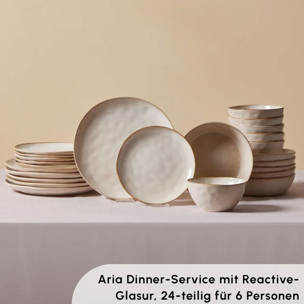 Karaca Aria Bej Reactive 24 Parça 6 Kişilik Yemek Takımı