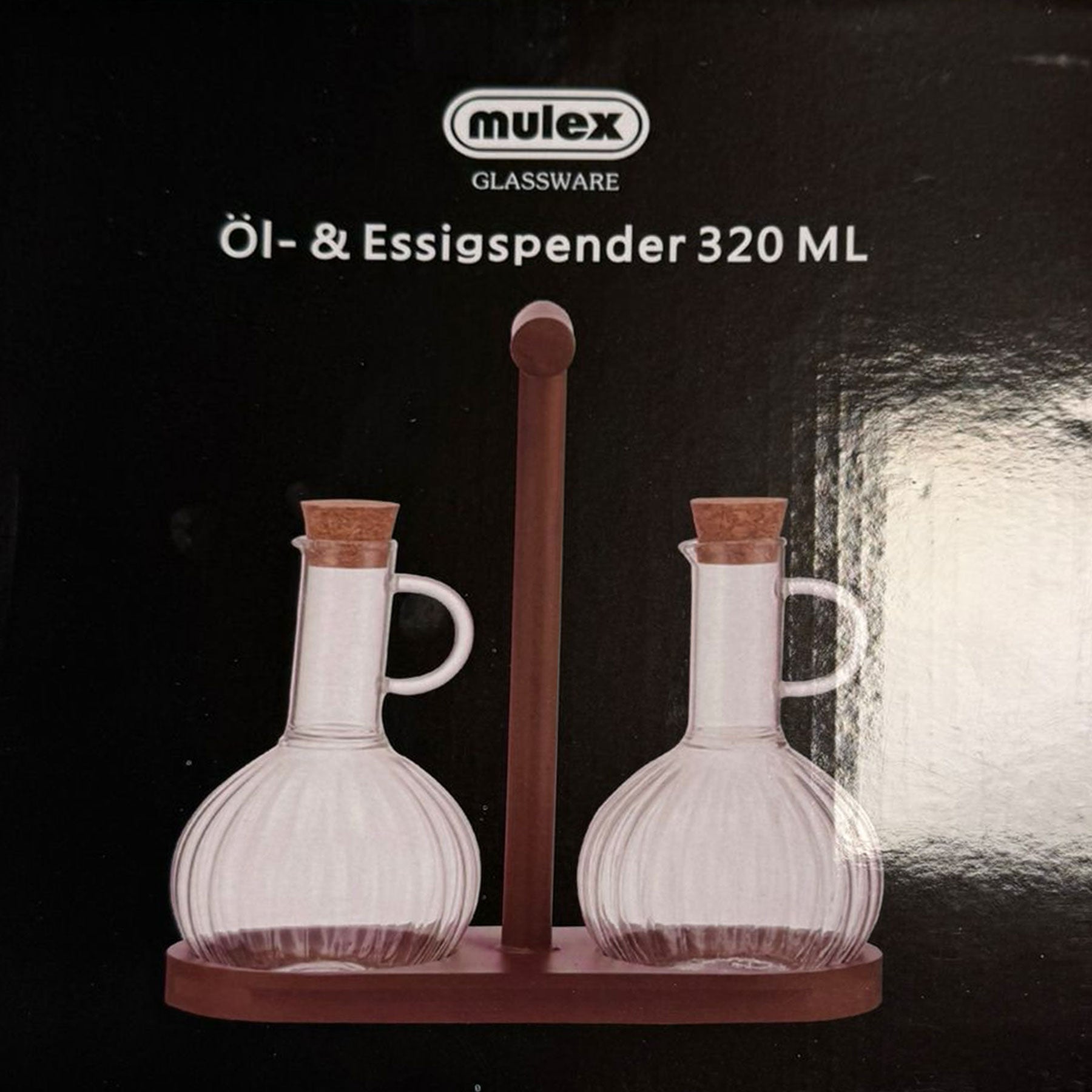 Mulex Ölflaschen-Set mit Ständer | 2 × 320 ml