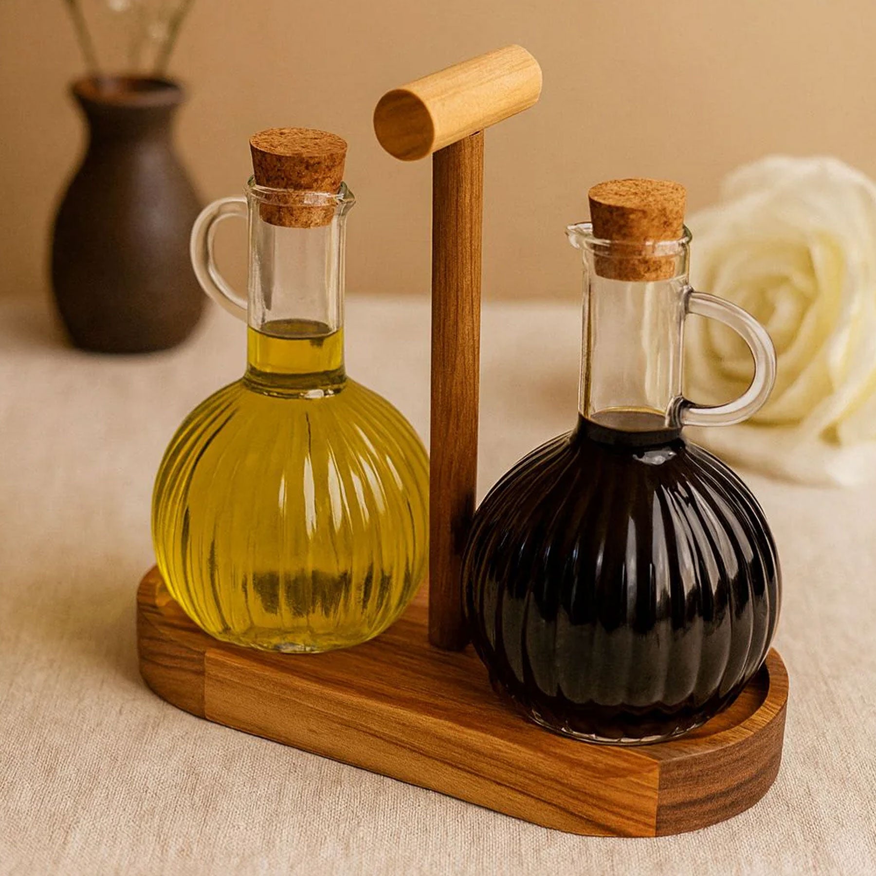Mulex Ölflaschen-Set mit Ständer | 2 × 320 ml