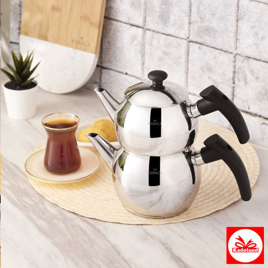 Karaca Adelya mini-maat zwarte theepotset met inductiebasis