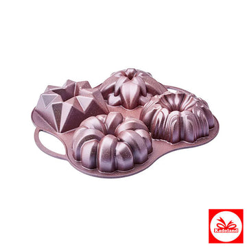 Karaca Cake Pro Alüminyum Döküm Dekoratif Bundt Kek Kalıbı, 4 Parça, 28cm x 35cm, Pembe