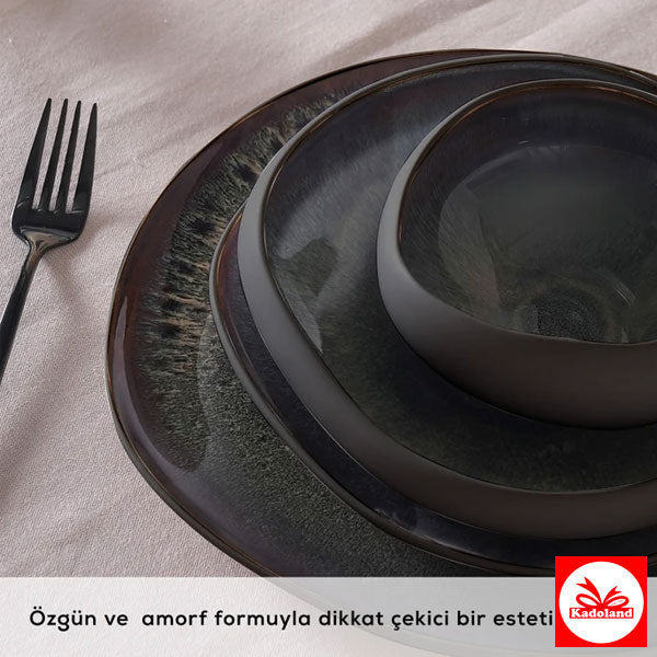Karaca Streamline Galactic Stoneware Black /12 persoons Yemek Takımı 55 stk/ 12 Kişilik Yemek Takımı 55 Parça