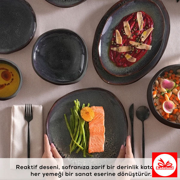 Karaca Streamline Galactic Stoneware Schwarz / 12-teiliges Geschirrset (55-teilig) / Geschirrset für 12 Personen (55-teilig)