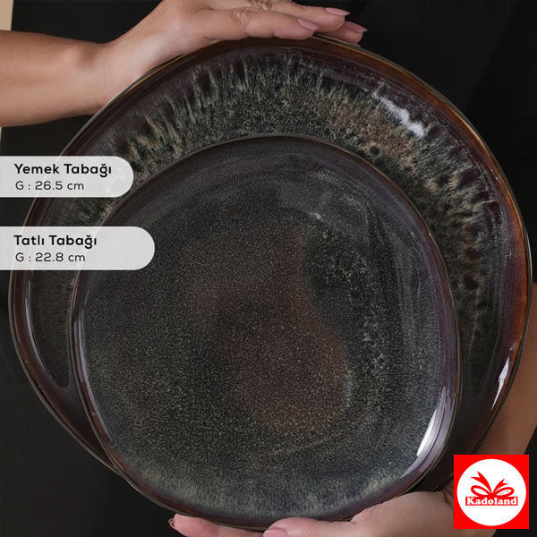Karaca Streamline Galactic Stoneware Schwarz / 12-teiliges Geschirrset (55-teilig) / Geschirrset für 12 Personen (55-teilig)