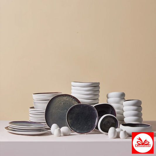 Karaca Streamline Galactic Steengoed dinerset voor 12 personen, wit, 59-delig