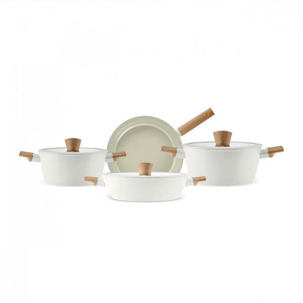Karaca Swiss Crystal Almond Cream 7-delige Inductiebestendige Pannenset