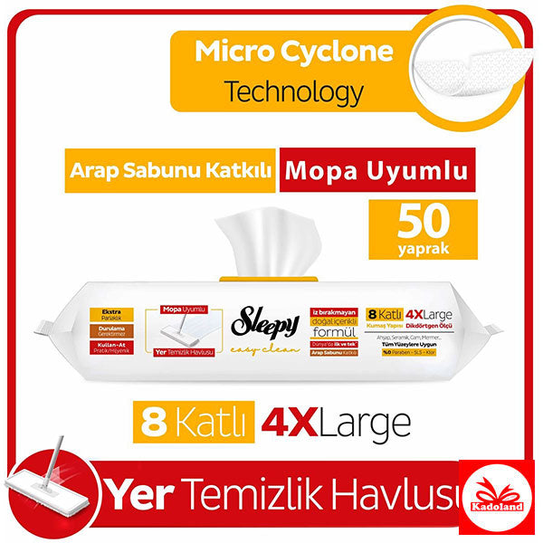 Easy Sleepy Clean Fußmatten-Reinigungstücher – 4 XL – 50 Stück – mit Seife