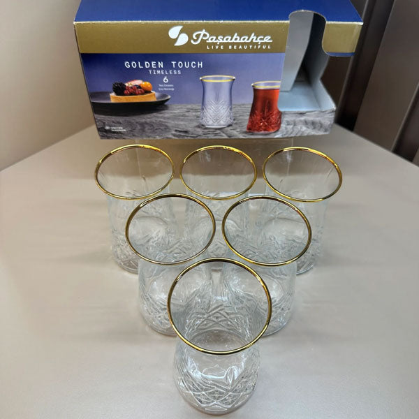 Paşabahçe Timeless Golden Touch 6 theeglazen 160 ml | Pb-42891Go