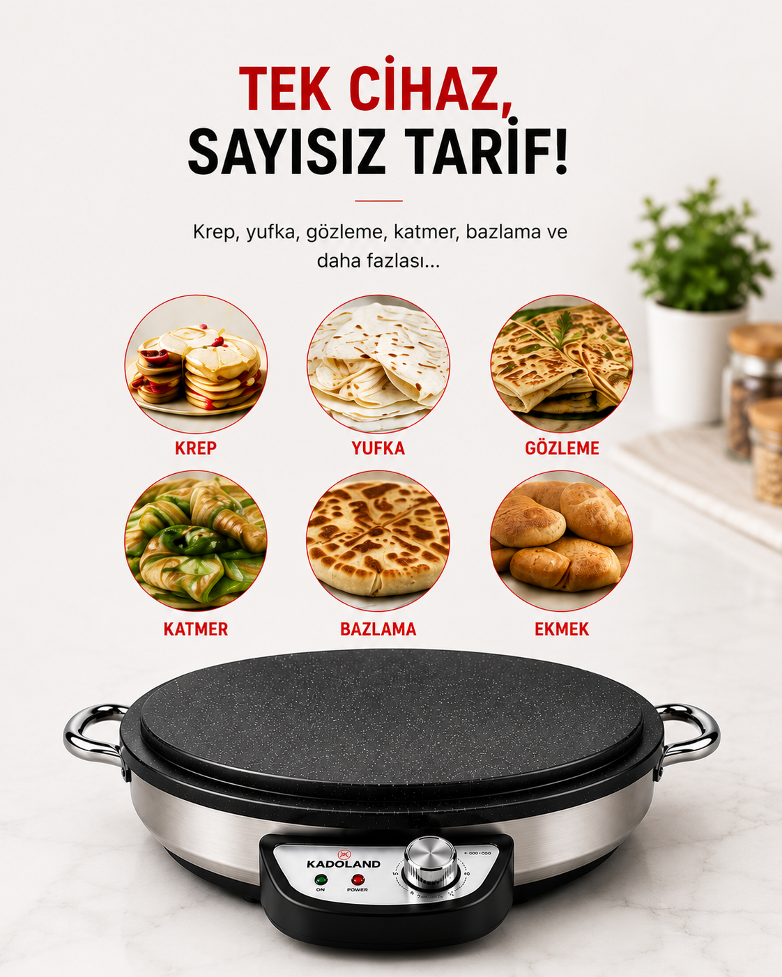 Kadoland Electric Yufka and Katmer Griddle | Ø50cm 2300W