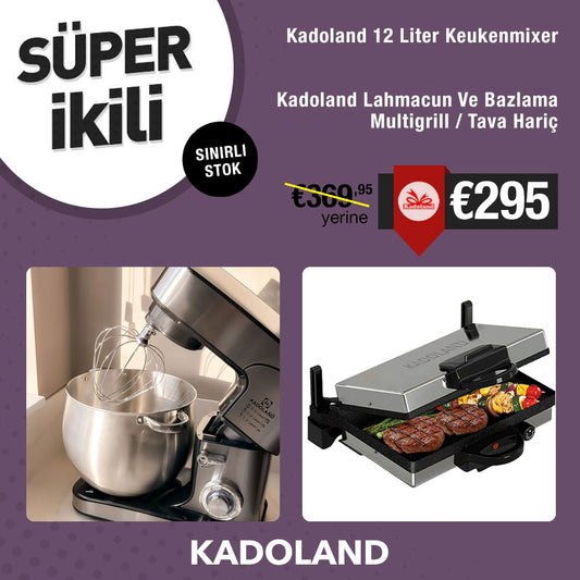 Kadoland Super Set - 12 Liter Keukenmixer + Kadoland Lahmacun Ve Bazlama Multigrill