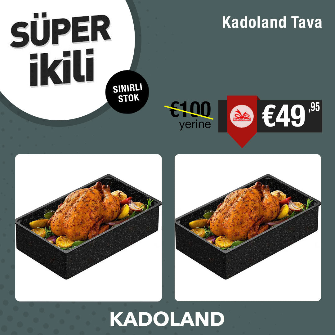 Kadoland 2x Pfanne | Original-Granit-Bratpfanne für Lahmacun Multigrill | Brat- und Backkasserolle