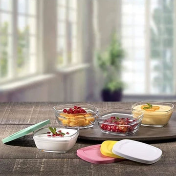 Paşabahçe Storage Container with Plastic Lids (Set of 4) | 96840
