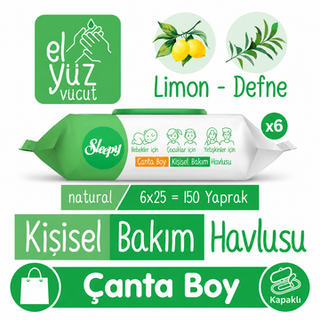 Sleepy Natural - Lingettes de soins personnels, format de voyage, lot de 6, parfum citron et laurier, nettoyantes