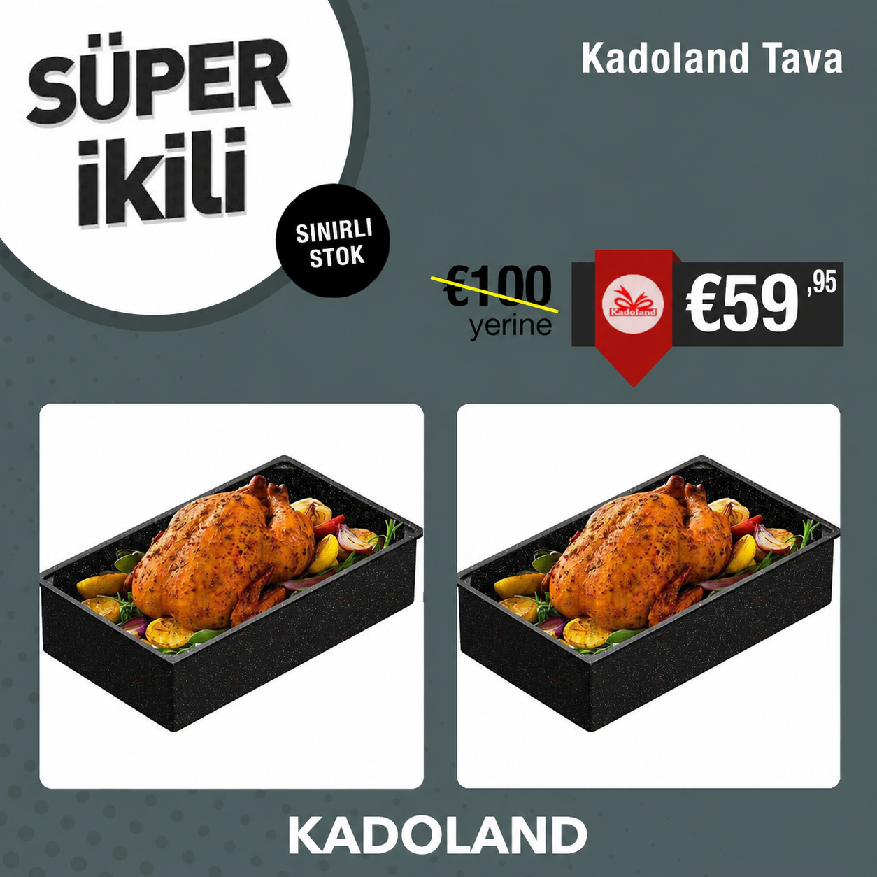 Kadoland 2x Poêles | Poêles à frire en granit d'origine pour Lahmacun Multigrill | Poêles à frire