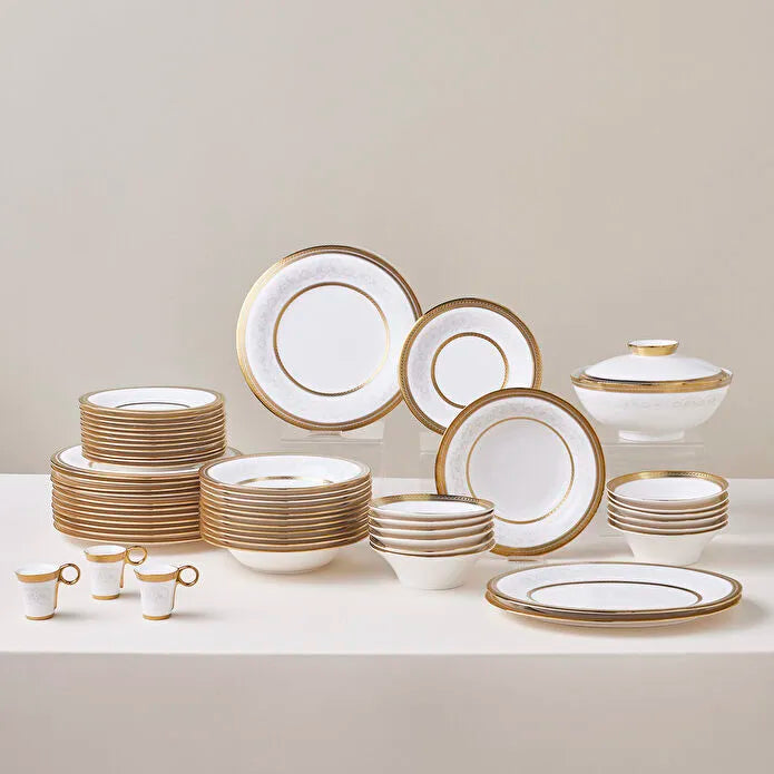 Karaca Royal Bone Charlotte 55-delig 12-persoons Dinerservies Goud