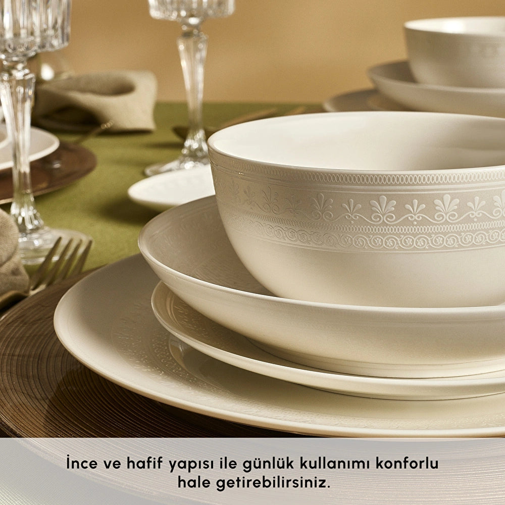 Karaca Forever Bone Artiste 53 Parça 12 Kişilik Yemek Takımı