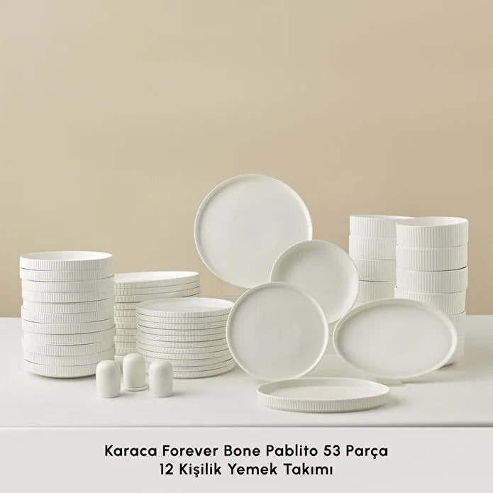 Karaca Forever Bone Pablito 53 Parça 12 Kişilik Yemek Takımı